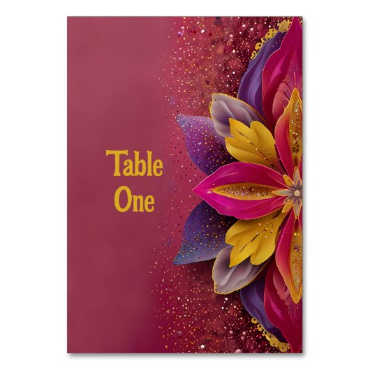 Elegante Blumenhochzeit Tischnummer (Vorderseite)