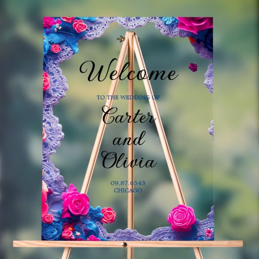 Elegante Blumenhochzeit Willkommen - Chic Celebrat Acrylschild (Neutral)