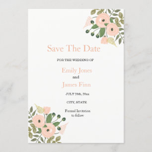 Elegante Blumenhochzeiten speichern das Datum der  Save The Date