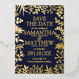 Elegante Blumenhochzeiten speichern das Datum Folieneinladung