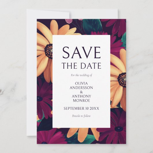 Elegante Blumenhochzeiten speichern das Datum Save The Date (Vorderseite)