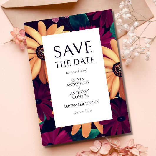 Elegante Blumenhochzeiten speichern das Datum Save The Date