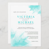 Elegante Blumenhochzeits-Einladung-Aquamarines Einladung (Vorne/Hinten)