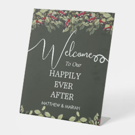 Elegante Blumenkalligrafie Begrüßung Sockelschild