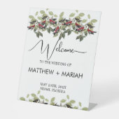 Elegante Blumenkalligrafie Begrüßung Sockelschild (Vorderseite)