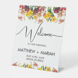 Elegante Blumenkalligrafie Begrüßung Sockelschild
