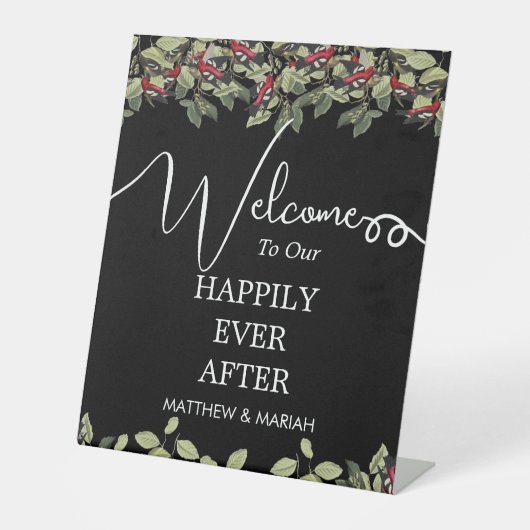 Elegante Blumenkalligrafie Begrüßung Sockelschild (Vorderseite)