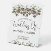 Elegante Blumenkalligrafie Begrüßung Sockelschild (Vorderseite)