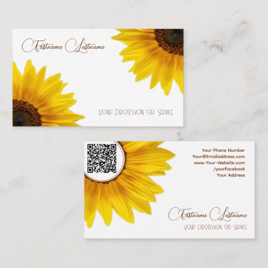 Elegante Blumenkalligraphie QR-Code Visitenkarte (Vorne/Hinten)