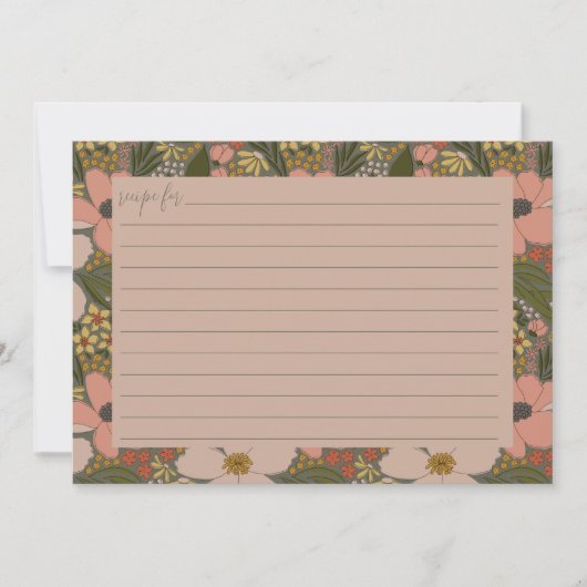 Elegante Blumenkarte Brautparty Rezept Karte (Vorderseite)