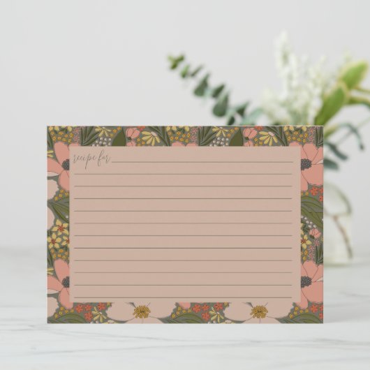 Elegante Blumenkarte Brautparty Rezept Karte (Stehend Vorderseite)