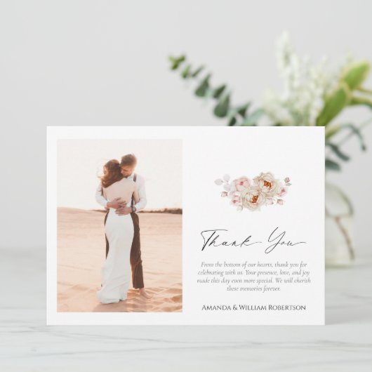 Elegante Blumenkarte Dankeschön Karte (Stehend Vorderseite)