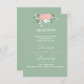 Elegante Blumenkarte - Minze Einladung (Vorne/Hinten)