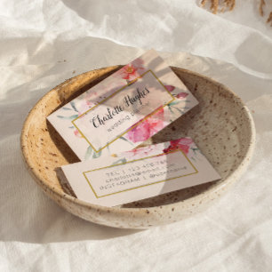 Elegante Blumenkarte mit Aquarell Visitenkarte