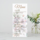 Elegante Blumenkarte mit Aquarellfarben Menükarte (Stehend Vorderseite)