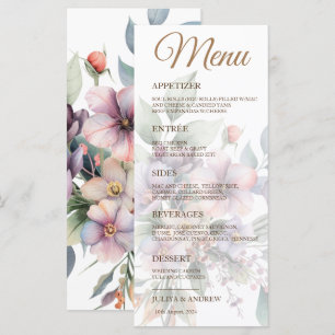 Elegante Blumenkarte mit Aquarellfarben Menükarte