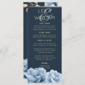 Elegante Blumenkarte Mitternacht Menükarte (Vorne/Hinten)