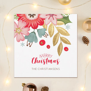 Elegante Blumenkarte Weihnachts Foto Grußkarte Feiertagskarte