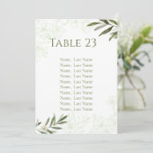 Elegante Blumenkarten Grüne Tischnummer (Stehend Vorderseite)