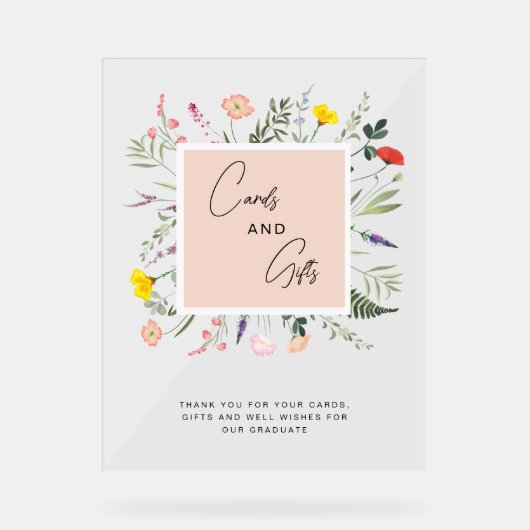 Elegante Blumenkarten und Abschluss Acrylschild (Vorderseite)