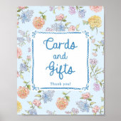Elegante Blumenkarten und Geschenke für Brautparty Poster (Vorne)