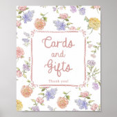 Elegante Blumenkarten und Geschenke für Brautparty Poster (Vorne)