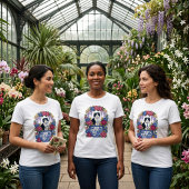 Elegante Blumenkatze T-Shirt