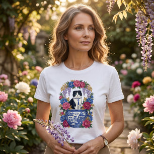 Elegante Blumenkatze T-Shirt