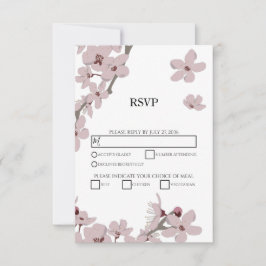 Elegante Blumenkirsche Blossom Wedding RSVP Cards Karte