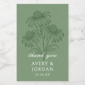 Elegante Blumenkohle Grüne Gastgeschenk Hochzeit Weinetikett (Einzelnes Label)