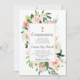 Elegante Blumenkommunion Einladung