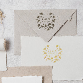 Elegante Blumenkreide Hochzeitsinitials Gummistempel