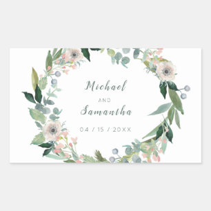 Elegante Blumenkreide-Hochzeitsticker Rechteckiger Aufkleber