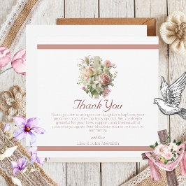 Elegante Blumenkreuz Dankeskarte