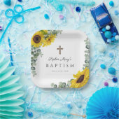 Elegante Blumenkreuz Taufe Pappteller (Party)