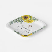 Elegante Blumenkreuz Taufe Pappteller (Gewinkelt)