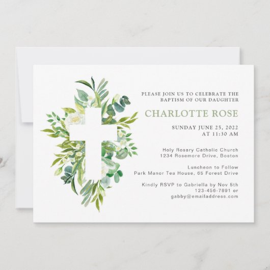 Elegante Blumenkreuzung Einladung (Vorderseite)