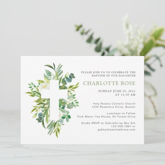 Elegante Blumenkreuzung Einladung (Stehend Vorderseite)