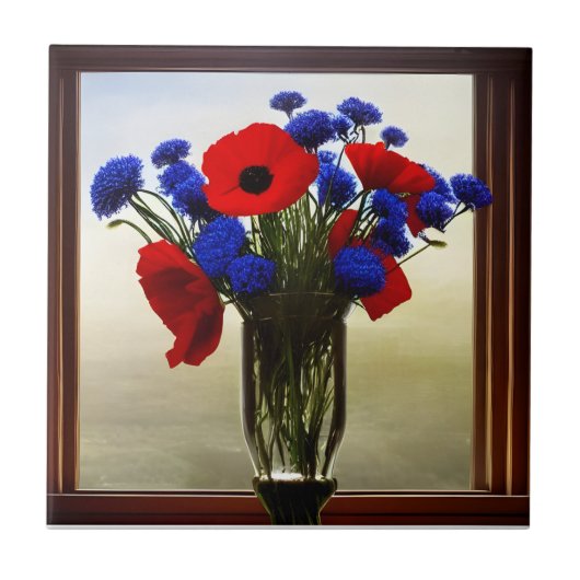 Elegante Blumenkuchen Dekorative Keramik Tile Fliese (Vorderseite)