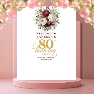 Elegante Blumenkulisse zum 80. Geburtstag Wandteppich
