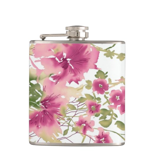 Elegante Blumenkunst-Flasche Flachmann (Vorderseite)