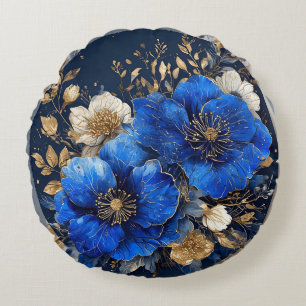 Elegante Blumenkunst Rundes Kissen