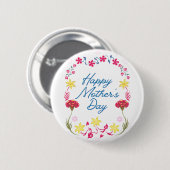 Elegante Blumenkunst zum Muttertag Button (Vorne & Hinten)