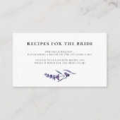 Elegante Blumenlavender Brautparty Rezept Karte (Vorderseite)