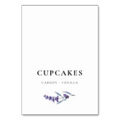 Elegante Blumenlavender Wedding Buffet Card Tischnummer (Vorderseite)