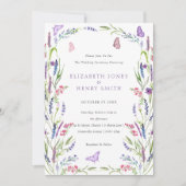 Elegante Blumenlavender Wedding Einladung (Vorderseite)
