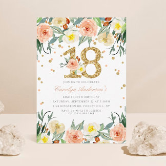 Elegante Blumenmädchen 18. Geburtstag Einladungen