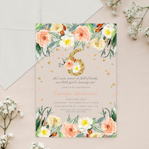 Elegante Blumenmädchen 6. Geburtstag Acryleinladungen