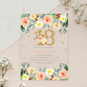Elegante Blumenmädchen zum 18. Geburtstag Acryleinladungen