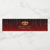 Elegante Blumenmaske und Rote Rosen mit Goldmasque Wasserflaschenetikett (Einzelnes Label)